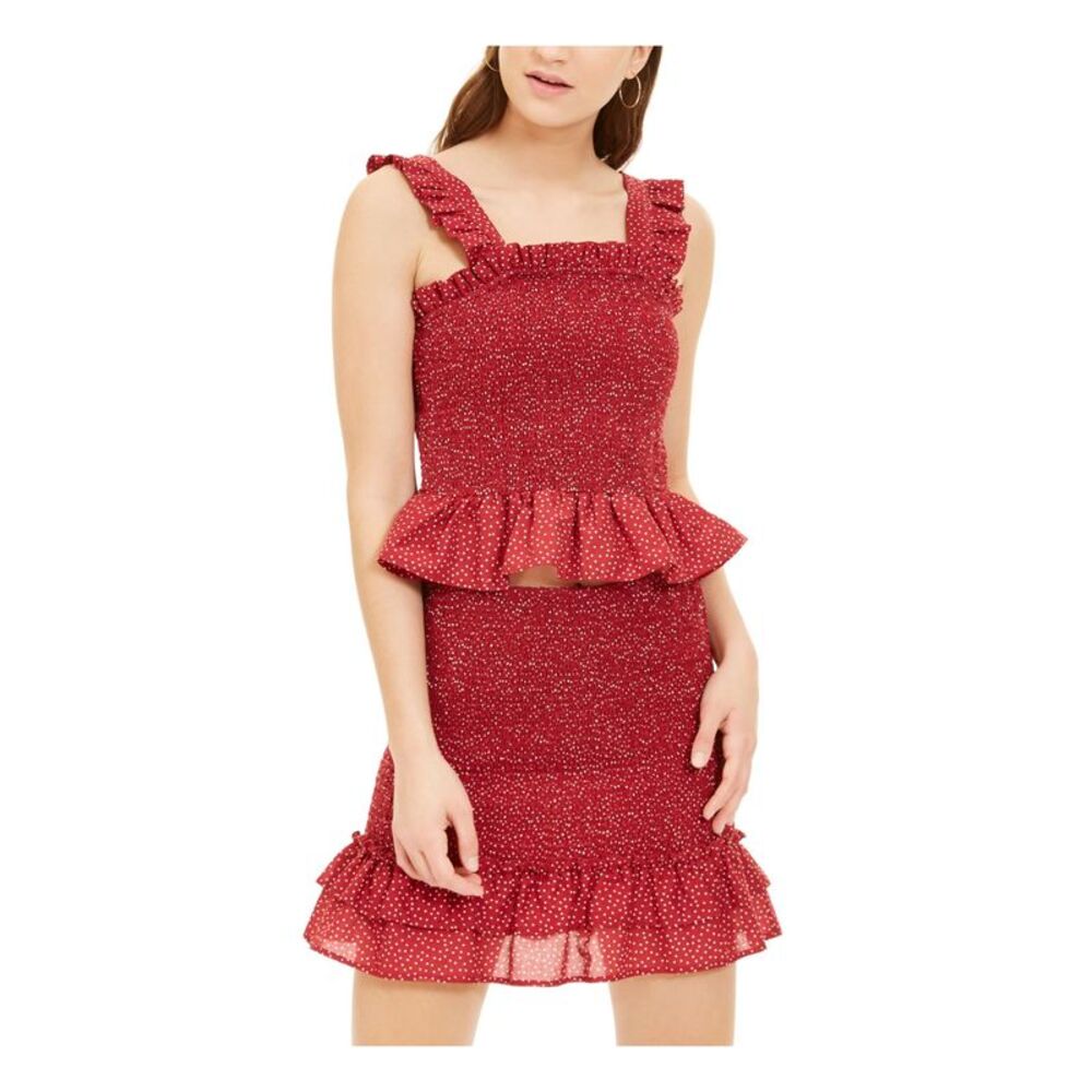 CRYSTAL DOLLS Womens Pencil Mini Skirt Red Stretch Party Juniors XXS